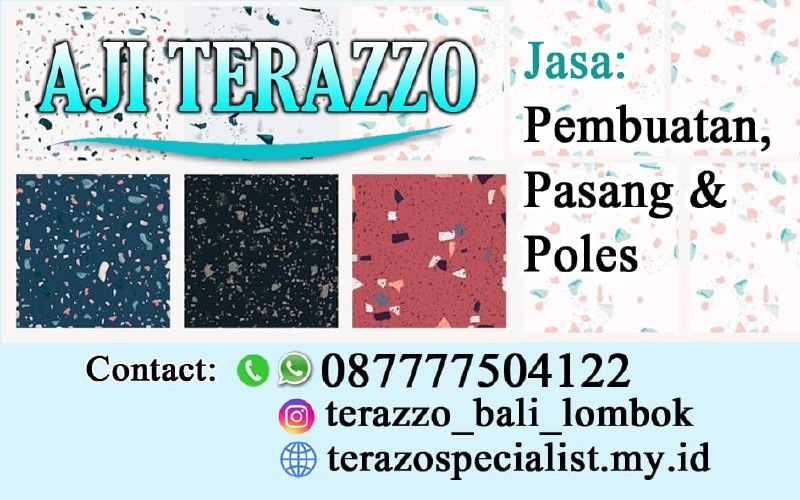Banner Aji Terazzo, jasa pembuatan, pasang, dan poles terazzo